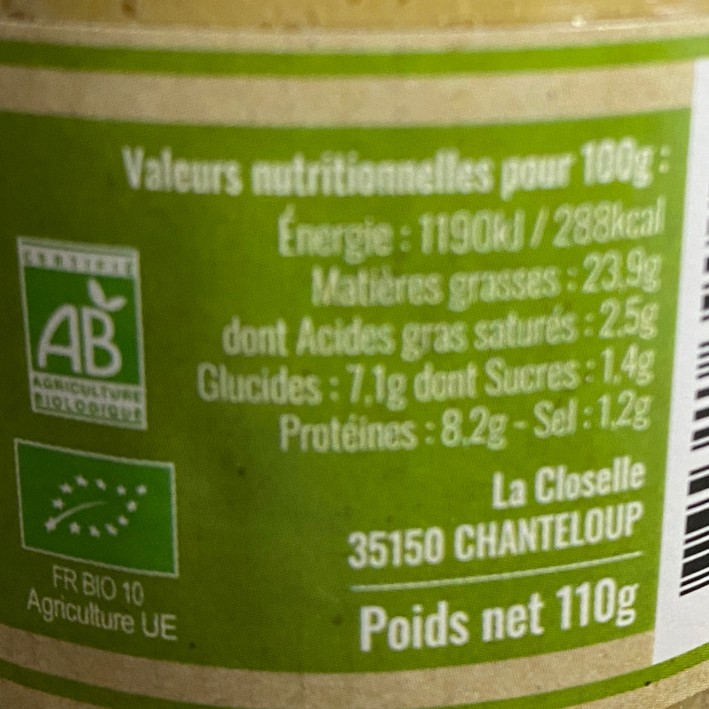 Houmous Nature Bio Du Panier à l'Assiette